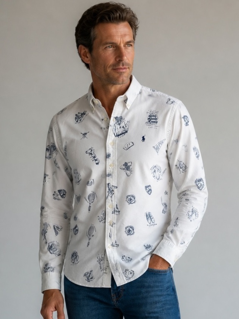 Ralph Lauren Men’s Varsity Preppy Button-Down Shirt Academia Size Large